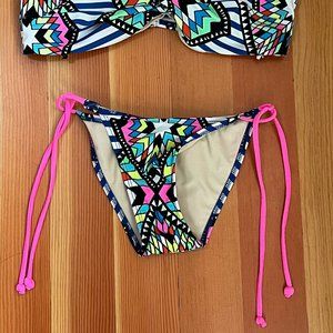 Mara Hoffman Neon Print String Bikini Bottoms Small